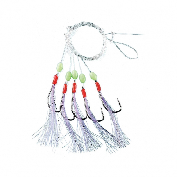 Fladen White Featherflasher w. glowing balls in the group Lures / Sea Fishing Lures / Flasher Rigs & Sea Fishing Rigs at Sportfiskeprylar.se (110-7-0r)