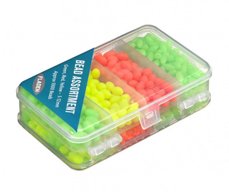 Flad Fluorescent pearls in tre colours in box