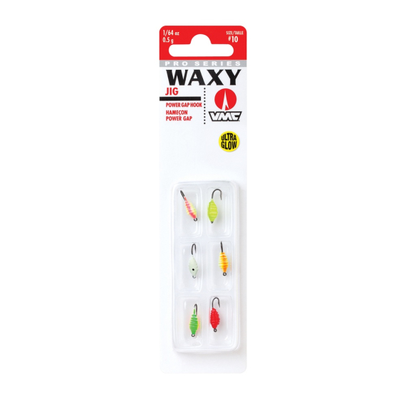 VMC Waxy Jig Kit 1,8g Glow 6-pack in the group Lures / Ice Jigging Lures / Mormyskas at Sportfiskeprylar.se (149778NO)