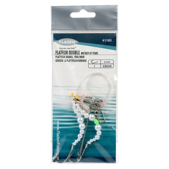 Fladen Flatfish Double Pärlemor Stl 1 Main Line 0.50mm, Leader 0.40mm in the group Lures / Sea Fishing Lures / Flasher Rigs & Sea Fishing Rigs at Sportfiskeprylar.se (17-5801)