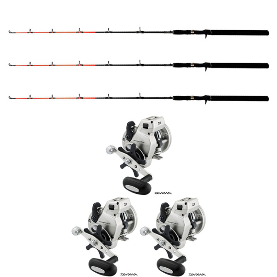 Daiwa Accudepth Plus 47LCBL (Left hand)/Maxximus Predator Ice Medium 140cm 3-Pack in the group Fishing methods / Ice Fishing / Ice Fishing Combos / Ice Fishing Kits at Sportfiskeprylar.se (199231ICE3PCS-SET)