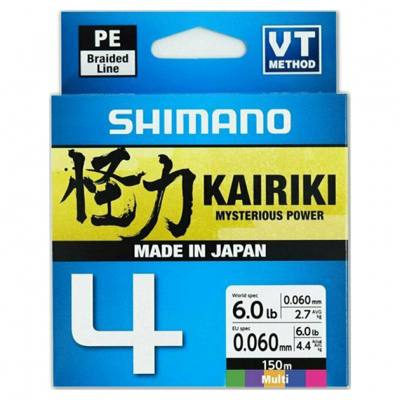 Shimano Kairiki 4, Multi Color - 150m in the group Lines / Braided Lines at Sportfiskeprylar.se (LDM54TE0810015MMULTIr)