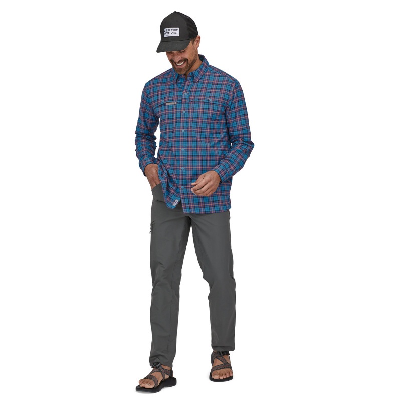 Patagonia Early Rise Stretch Shirt - Men's On The Fly / Anacapa Blue M