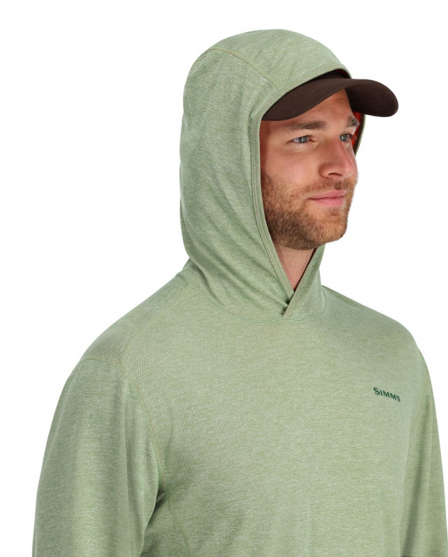 SIMMS Men's Full-Zip Hex-Camo Hoodie Sweatshirt Small Green Fishing