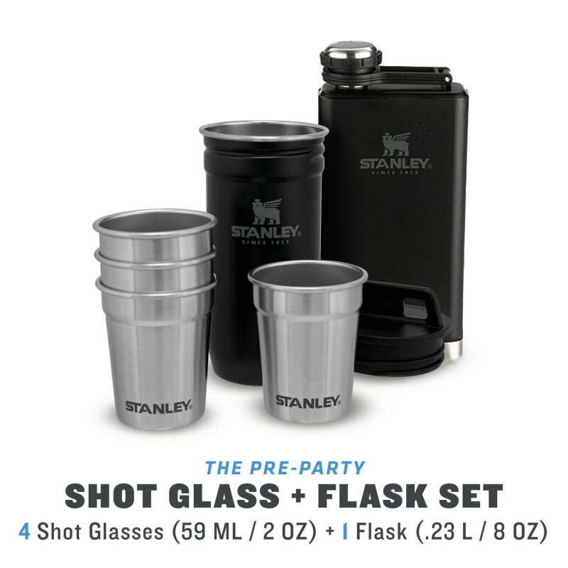 Stanley The Pre-Party Shotglass + Flask Set - Matte Black